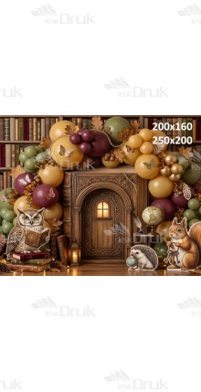 Tło fotograficzne „Leśna biblioteka – jesienna bajkowa aranżacja” | UB_799